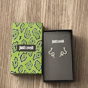 Just cavalli silver snake earrings